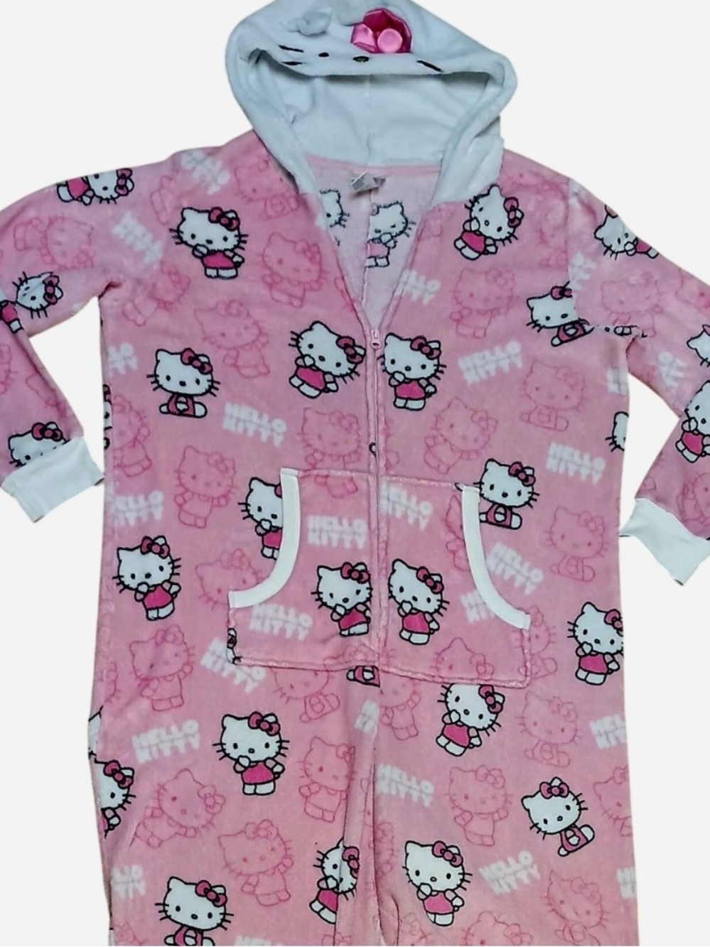 Hello Kitty Pink Fleece Hooded Onesie